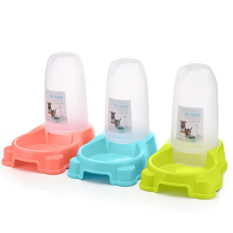 Random is either Pink (Bubblegum), Light Blue (Sky) or Light Green (Mint) automatic pet food and water dispenser.