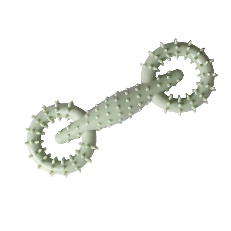 Green (Spring) puppy chew toy. Spiked texture helps clean teeth and improves your dog's dental hygiene.
Made of TPR Material for durability.