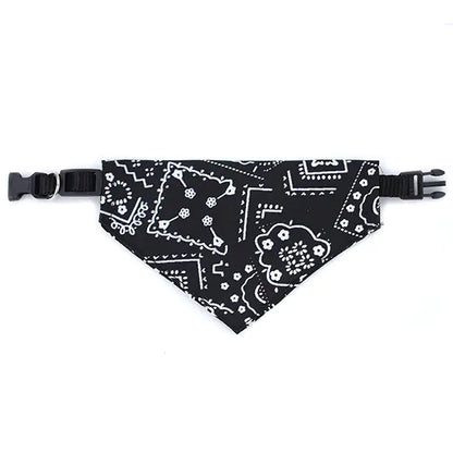 Black (Midnight) patterned dog bandana collar with adjustable strap and buckle. Stylish and comfortable accessory for your pet.