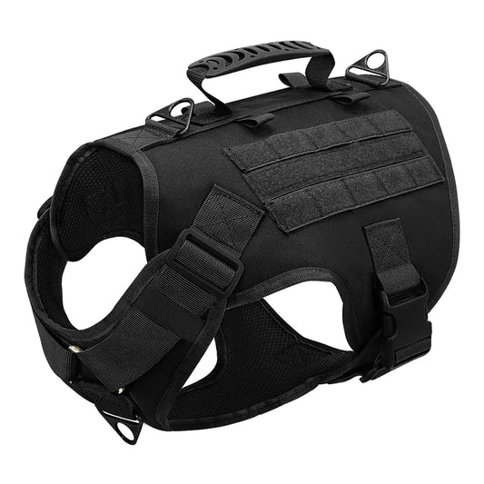 Black (Midnight) tactical dog vest on a white background