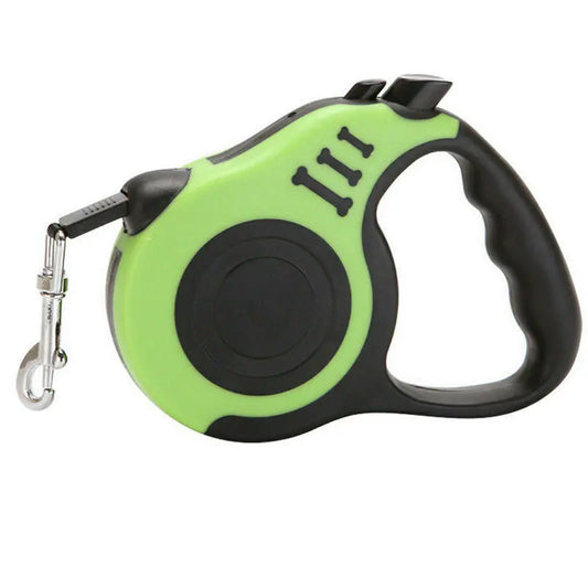 A retractable Green (Spring) and black dog leash with a comfortable anti-slip handle, designed for small to medium-sized dogs.