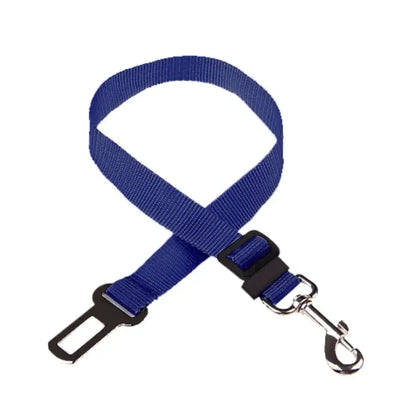 Blue (Lake) adjustable car pet seat belt with a clip that attaches to your dog's collar. Keep your doggie safe while traveling.