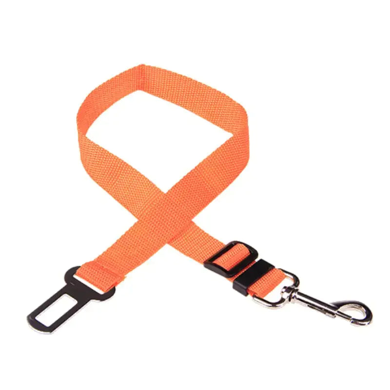 Orange (Autumn) adjustable car pet seat belt with a clip that attaches to your dog's collar. Keep your pet safe while traveling.