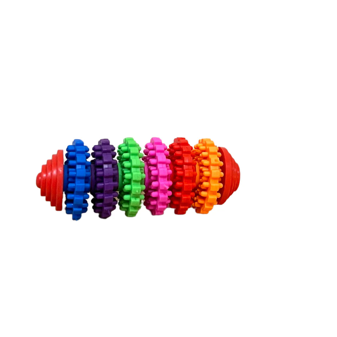Colorful textured swivel toy. The six moveable gears provide your dog with chewing pleasure and improves dental health.