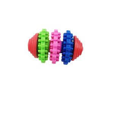 Colorful textured swivel toy. The three moveable gears provide your puppy with chewing pleasure and improves dental health.