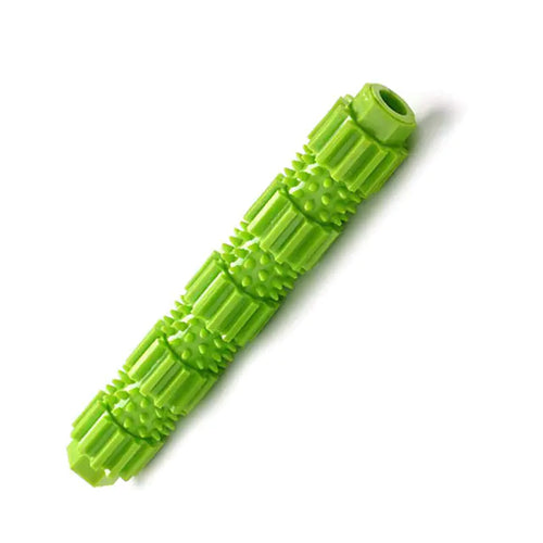 Green (Spring) colored rubber dog chew toy. Your puppy's teeth and gums are cleaned while they chew.