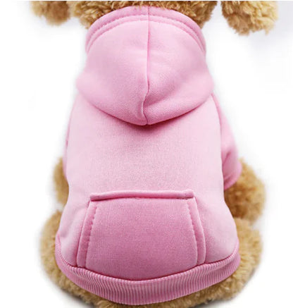 Pink (Rose) dog hoodie with hood and  pocket, perfect for small to medium-sized dogs, cozy pet clothing for warmth and style.