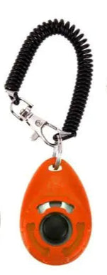 Orange (Autumn) Drop-Shaped 
Doggie Training Clicker. Ergonomic design for comfort during prolonged training sessions.