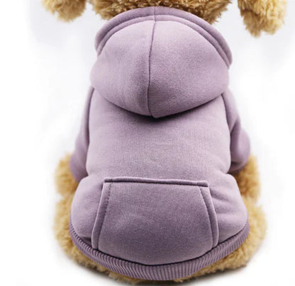 Purple (Lavender) doggy hoodie with hood and  pocket, perfect for small to medium-sized puppys, cozy pup clothing for warmth and style.