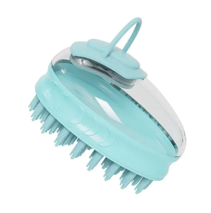 Light Blue (Sky) doggy bath brush designed with soft silicone bristles and an ergonomic handle, with a removable cap for shower gel.