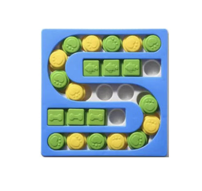 S-Shaped Blue (Lake) Dog Puzzle Board with slots for treals. Unique S-Shaped Design combines snack time with game time for your pet.