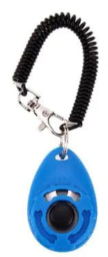 Blue (Lake) Drop-Shaped Doggy Training Clicker. Ergonomic design for comfort during prolonged training sessions.