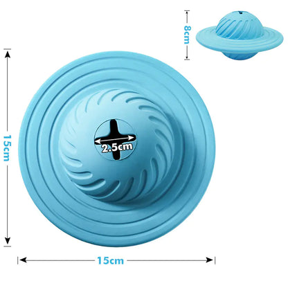Light Blue (Sky) Natural Rubber Doggy Chew Treat Dispense shown with its related dimensions.