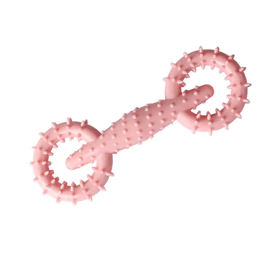 Pink (Rose) pet chew toy. Spiked texture helps clean teeth and improves your dog's dental hygiene.
Made of TPR Material for durability.