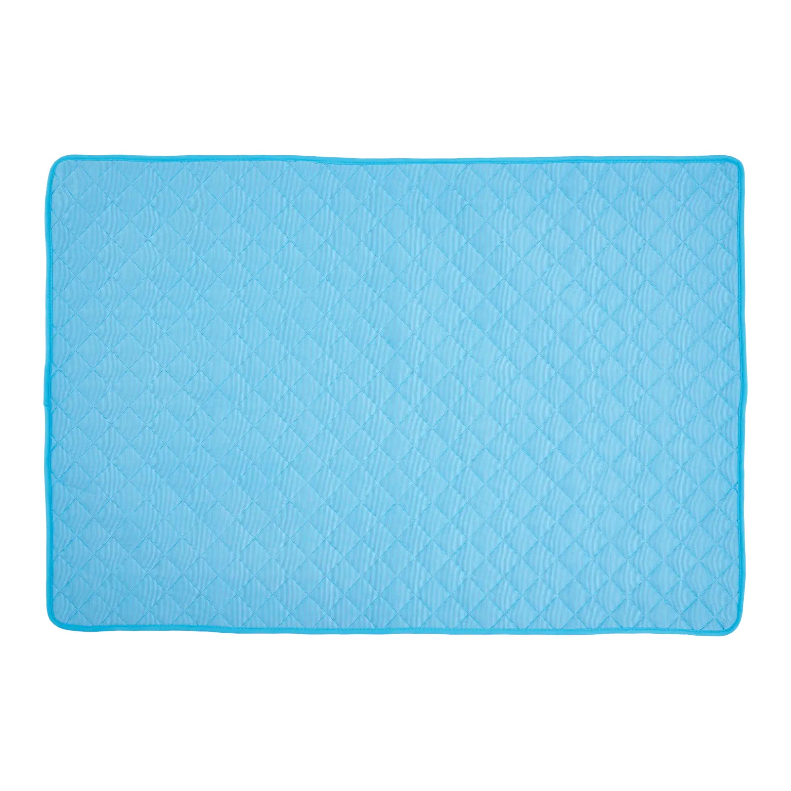 Blue non-toxic breathable pet cooling mat. lightweight and pressure-activated cooling design. A perfect dog chill spot. 