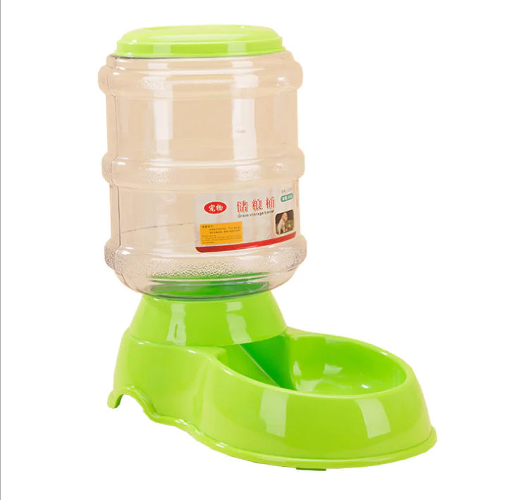 Light Green (Mint) gravity fed water dispenser is shown. Provides water access for your puppy throughout the day. 