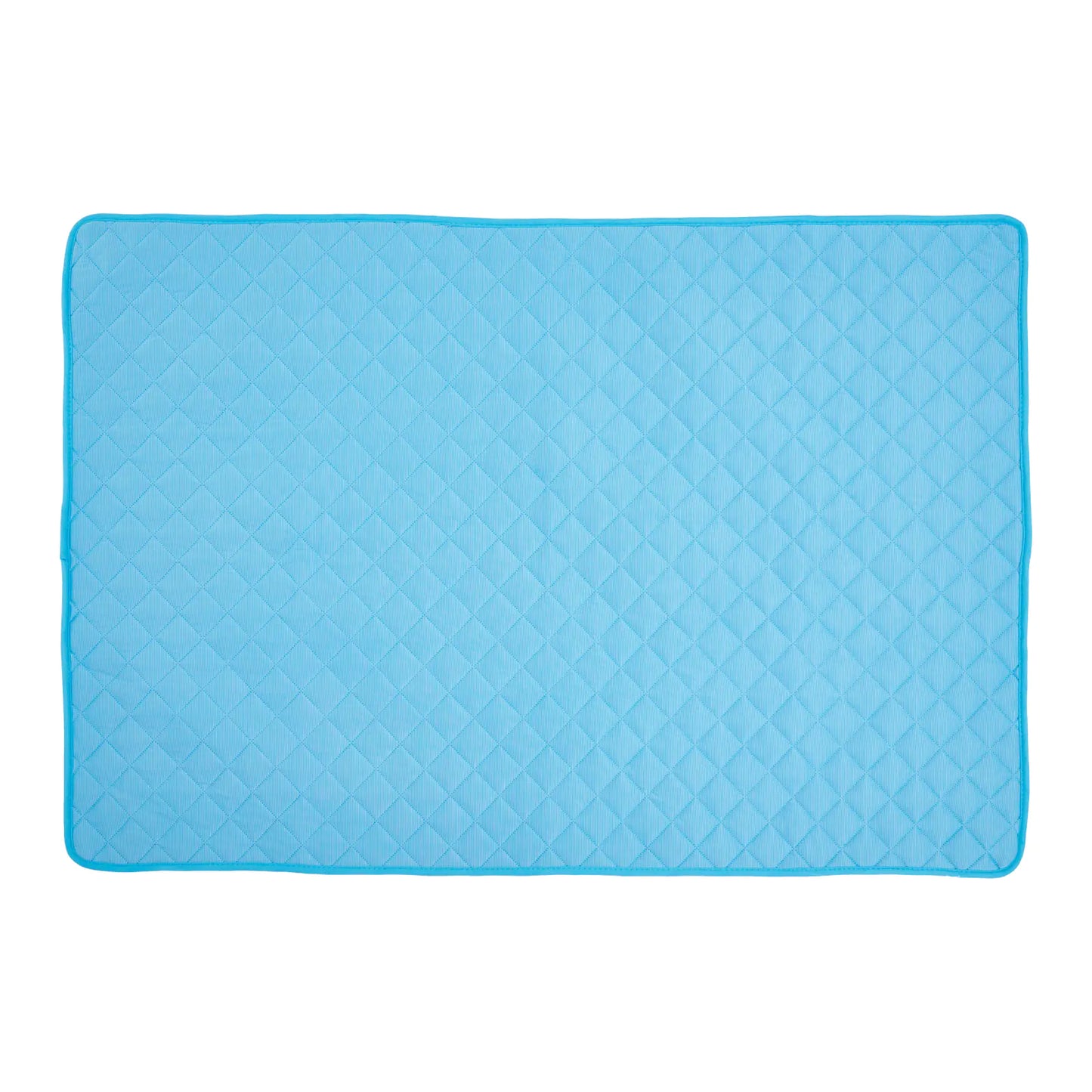 Blue non-toxic breathable pet cooling mat. lightweight and pressure-activated cooling design. A perfect puppy chill spot. 